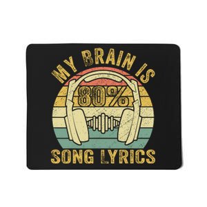 Funny & Cool Music Lover Life My Brain Is 80% Song Lyrics Mousepad