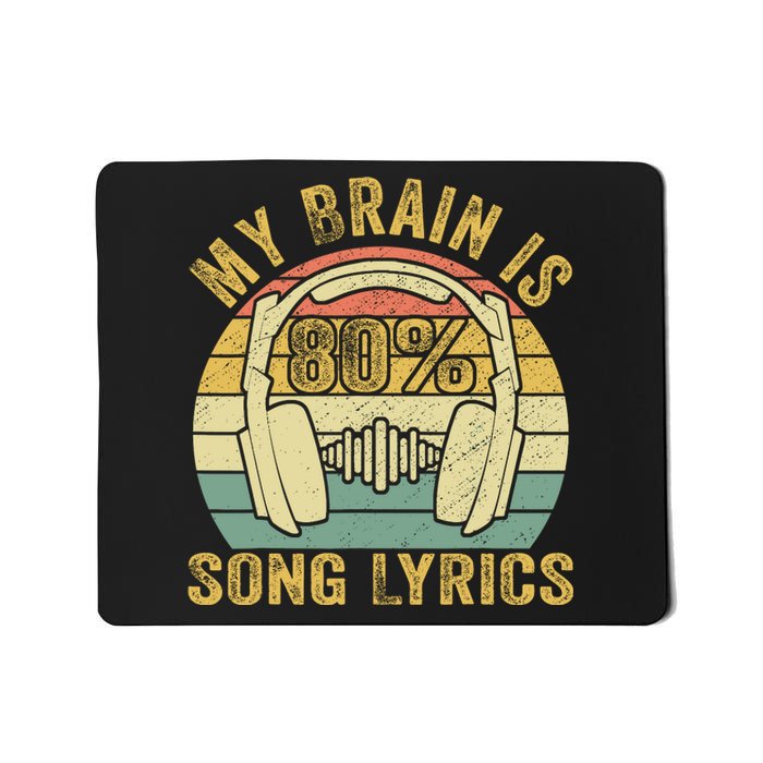 Funny & Cool Music Lover Life My Brain Is 80% Song Lyrics Mousepad