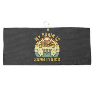 Funny & Cool Music Lover Life My Brain Is 80% Song Lyrics Large Microfiber Waffle Golf Towel