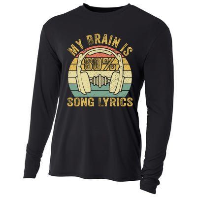 Funny & Cool Music Lover Life My Brain Is 80% Song Lyrics Cooling Performance Long Sleeve Crew