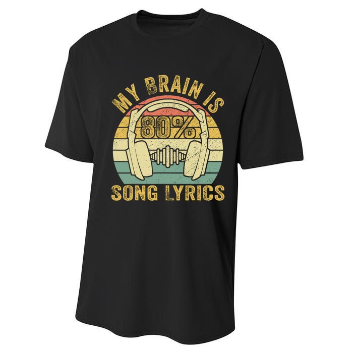 Funny & Cool Music Lover Life My Brain Is 80% Song Lyrics Performance Sprint T-Shirt