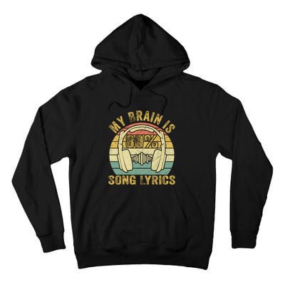 Funny & Cool Music Lover Life My Brain Is 80% Song Lyrics Tall Hoodie