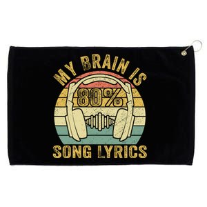 Funny & Cool Music Lover Life My Brain Is 80% Song Lyrics Grommeted Golf Towel