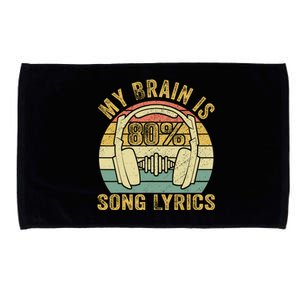 Funny & Cool Music Lover Life My Brain Is 80% Song Lyrics Microfiber Hand Towel