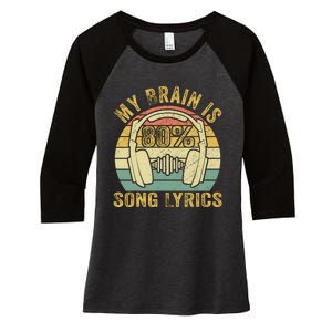 Funny & Cool Music Lover Life My Brain Is 80% Song Lyrics Women's Tri-Blend 3/4-Sleeve Raglan Shirt