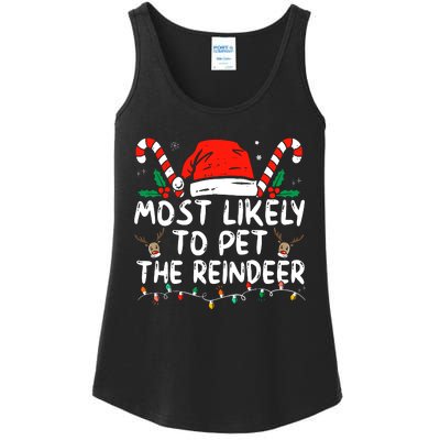 Funny Christmas Most Likely To Pet The Reindeer Ladies Essential Tank