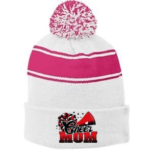 Football Cheer Mom Red Black Pom Leopard Stripe Pom Pom Beanie