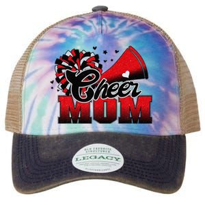 Football Cheer Mom Red Black Pom Leopard Legacy Tie Dye Trucker Hat