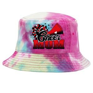 Football Cheer Mom Red Black Pom Leopard Tie-Dyed Bucket Hat