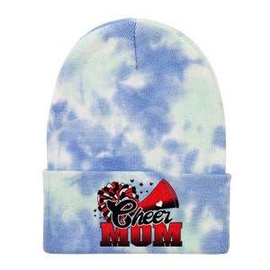 Football Cheer Mom Red Black Pom Leopard Tie Dye 12in Knit Beanie