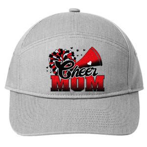 Football Cheer Mom Red Black Pom Leopard 7-Panel Snapback Hat