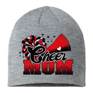 Football Cheer Mom Red Black Pom Leopard Sustainable Beanie