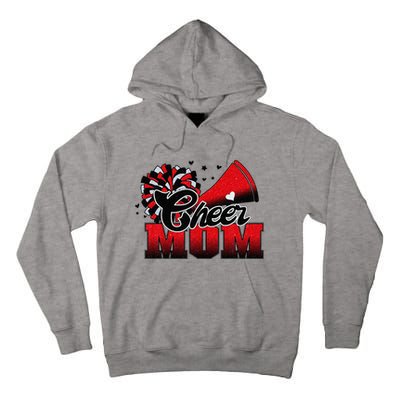 Football Cheer Mom Red Black Pom Leopard Tall Hoodie