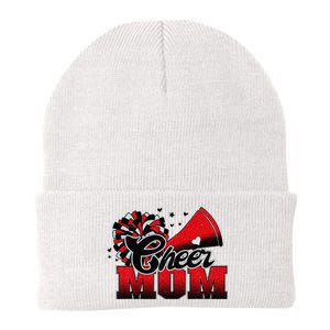 Football Cheer Mom Red Black Pom Leopard Knit Cap Winter Beanie