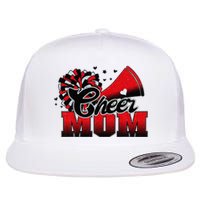 Football Cheer Mom Red Black Pom Leopard Flat Bill Trucker Hat