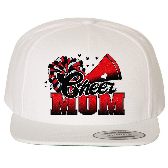 Football Cheer Mom Red Black Pom Leopard Wool Snapback Cap