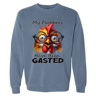 Funny Chicken My Flabbers Have Been Gasted Retro Graphic Garment-Dyed Sweatshirt