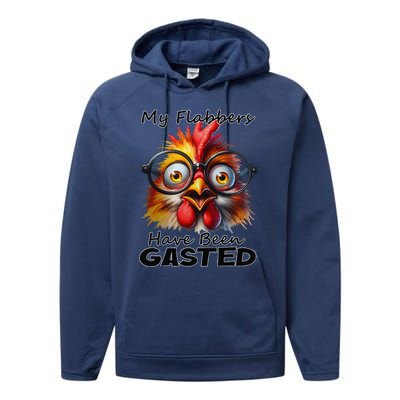 Funny Chicken My Flabbers Have Been Gasted Retro Graphic Performance Fleece Hoodie