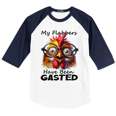 Funny Chicken My Flabbers Have Been Gasted Retro Graphic Baseball Sleeve Shirt