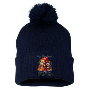 Funny Chicken My Flabbers Have Been Gasted Retro Graphic Pom Pom 12in Knit Beanie