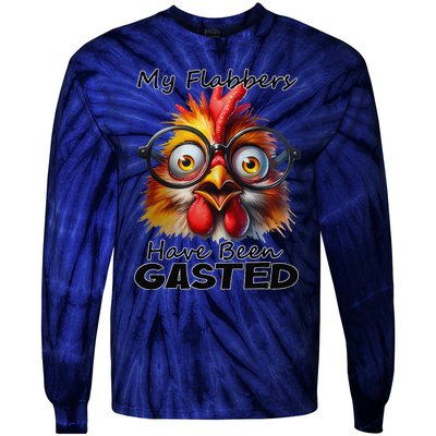 Funny Chicken My Flabbers Have Been Gasted Retro Graphic Tie-Dye Long Sleeve Shirt