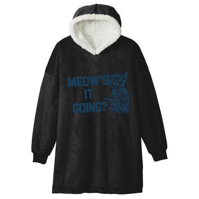 Funny Cat MeowS It Going Cute Cat Pun Hooded Wearable Blanket