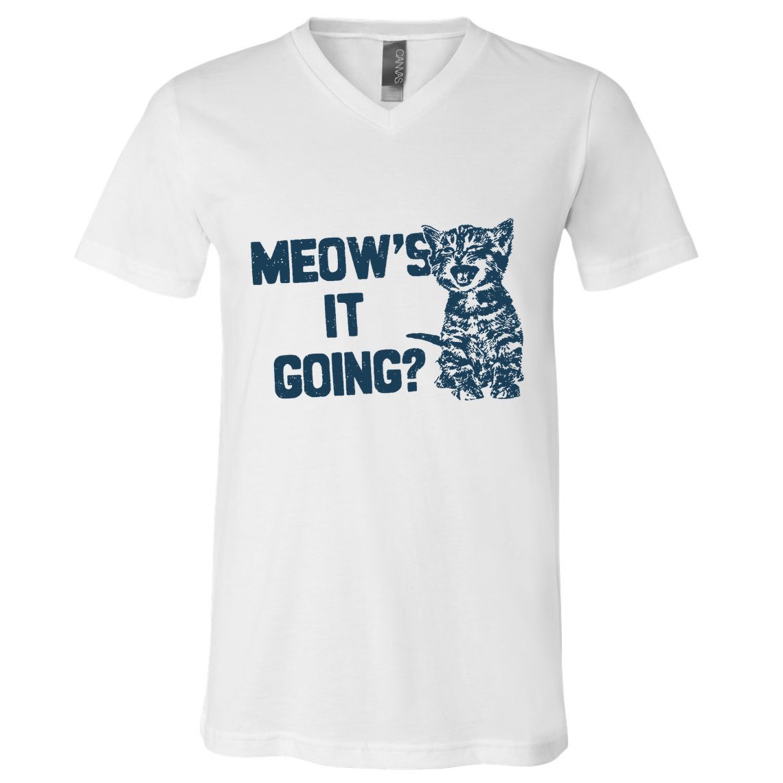 Funny Cat MeowS It Going Cute Cat Pun V-Neck T-Shirt