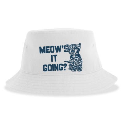 Funny Cat MeowS It Going Cute Cat Pun Sustainable Bucket Hat