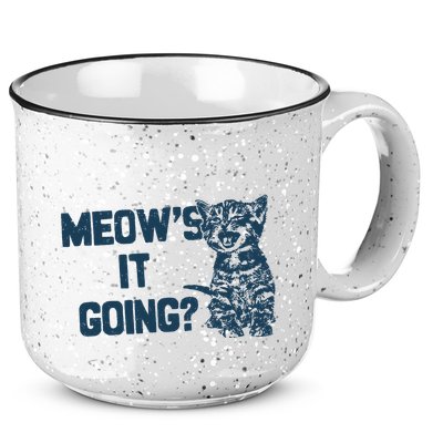 Funny Cat MeowS It Going Cute Cat Pun 15oz Campfire Ceramic Mug