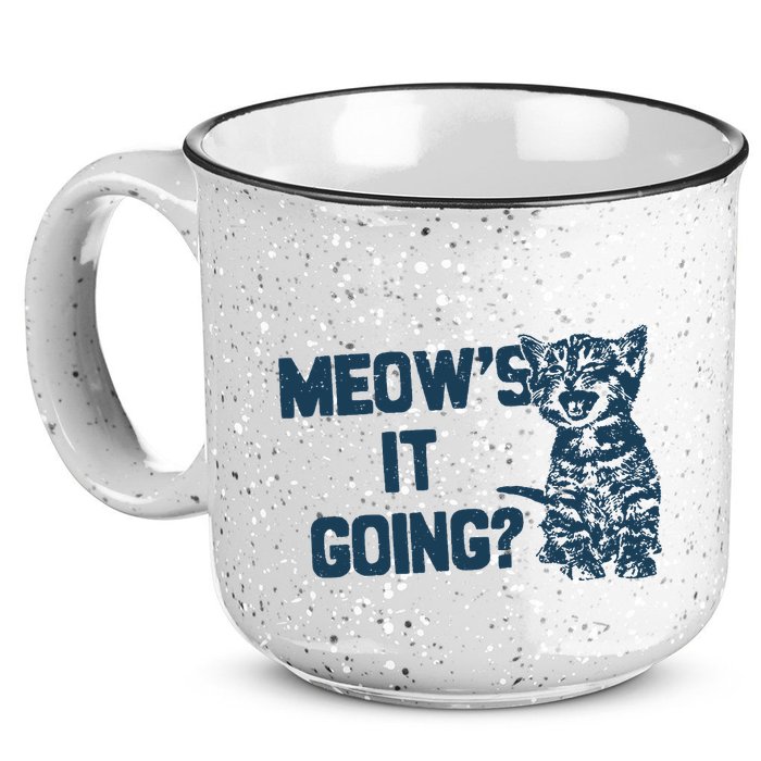 Funny Cat MeowS It Going Cute Cat Pun 15oz Campfire Ceramic Mug