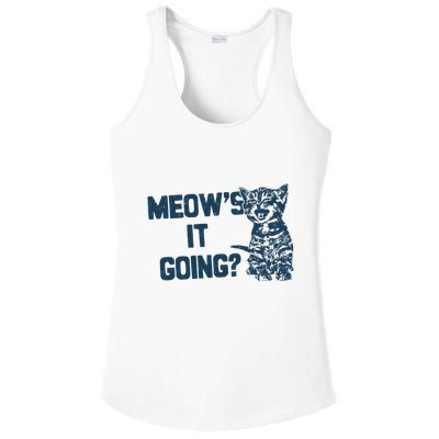 Funny Cat MeowS It Going Cute Cat Pun Ladies PosiCharge Competitor Racerback Tank