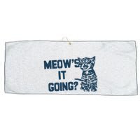 Funny Cat MeowS It Going Cute Cat Pun Large Microfiber Waffle Golf Towel