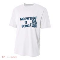 Funny Cat MeowS It Going Cute Cat Pun Youth Performance Sprint T-Shirt