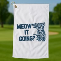 Funny Cat MeowS It Going Cute Cat Pun Golf Towel