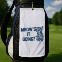 Funny Cat MeowS It Going Cute Cat Pun Golf Towel