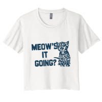Funny Cat MeowS It Going Cute Cat Pun Crop Top