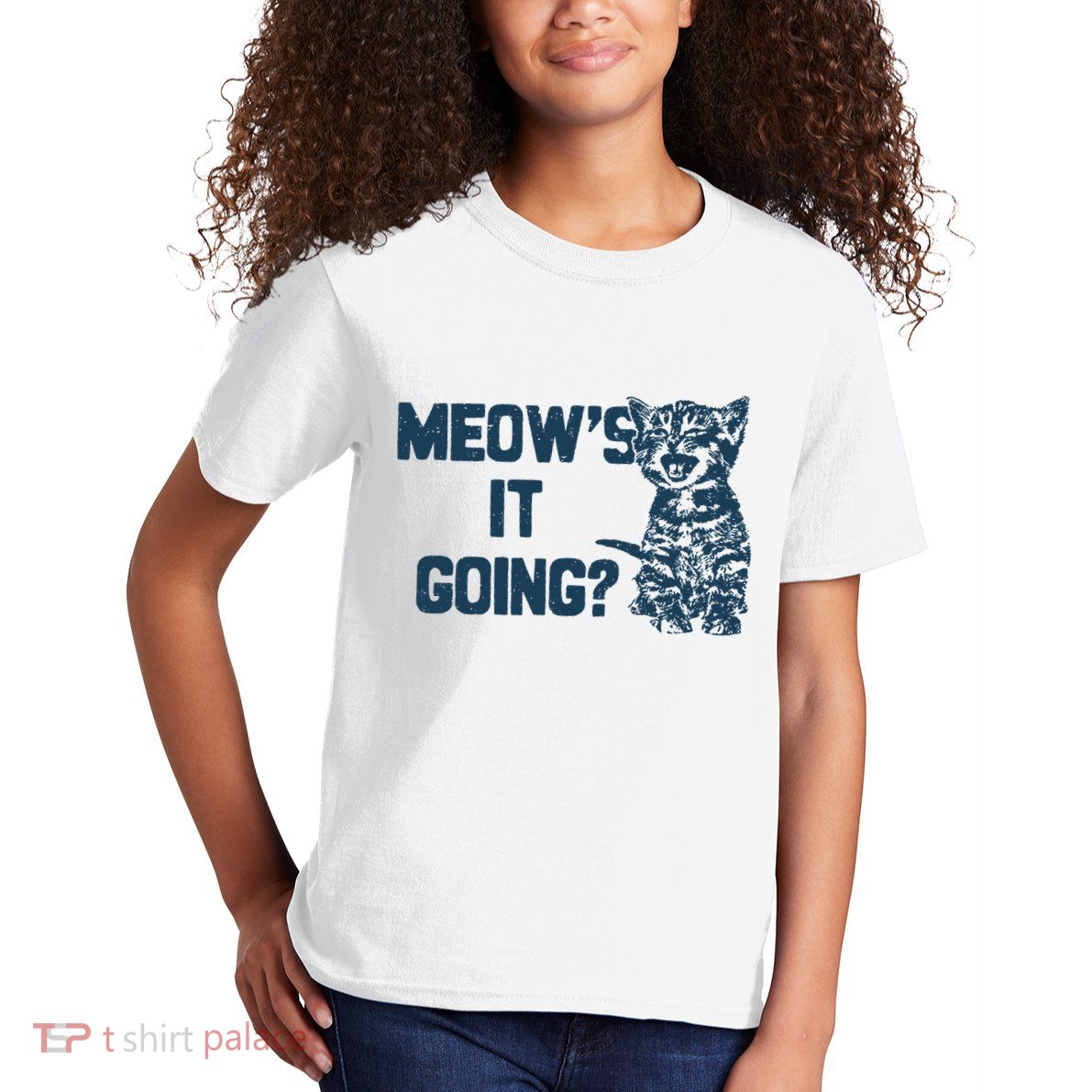 Funny Cat MeowS It Going Cute Cat Pun Kids T-Shirt
