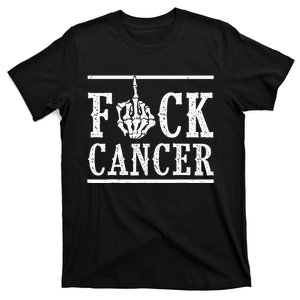 Fuck Cancer Middle Finger Bone Skeleton Cancer Survivor T-Shirt