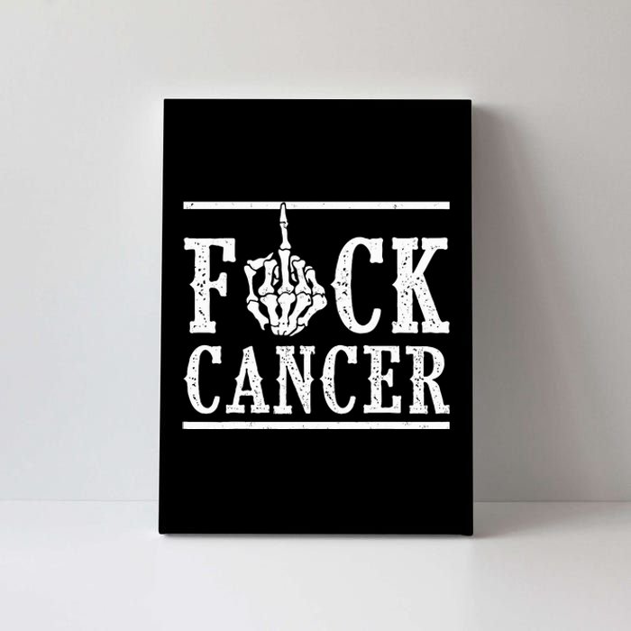 Fuck Cancer Middle Finger Bone Skeleton Cancer Survivor Canvas