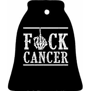 Fuck Cancer Middle Finger Bone Skeleton Cancer Survivor Ceramic Bell Ornament