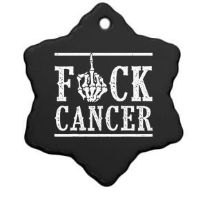 Fuck Cancer Middle Finger Bone Skeleton Cancer Survivor Ceramic Star Ornament