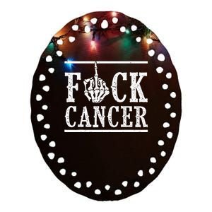 Fuck Cancer Middle Finger Bone Skeleton Cancer Survivor Ceramic Oval Ornament