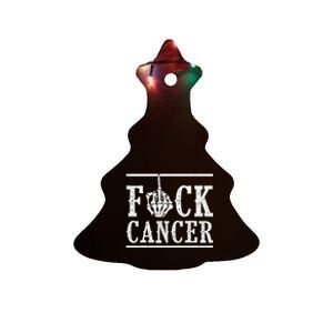 Fuck Cancer Middle Finger Bone Skeleton Cancer Survivor Ceramic Tree Ornament