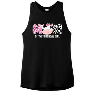 Funny Cow Mom Of The Birthday Girl Cow Farm Birthday Family Ladies PosiCharge Tri-Blend Wicking Tank