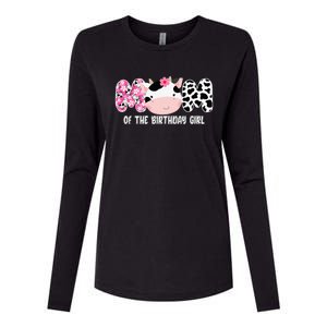 Funny Cow Mom Of The Birthday Girl Cow Farm Birthday Family Womens Cotton Relaxed Long Sleeve T-Shirt