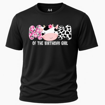 Funny Cow Mom Of The Birthday Girl Cow Farm Birthday Family Cooling Performance Crew T-Shirt