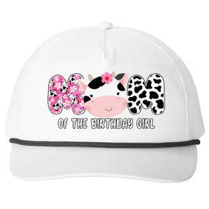 Funny Cow Mom Of The Birthday Girl Cow Farm Birthday Family Snapback Five-Panel Rope Hat