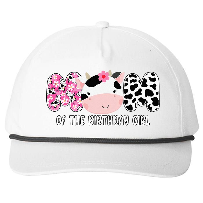 Funny Cow Mom Of The Birthday Girl Cow Farm Birthday Family Snapback Five-Panel Rope Hat