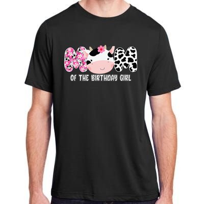 Funny Cow Mom Of The Birthday Girl Cow Farm Birthday Family Adult ChromaSoft Performance T-Shirt