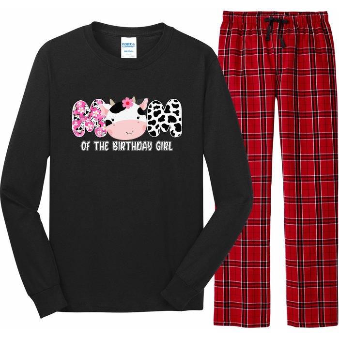 Funny Cow Mom Of The Birthday Girl Cow Farm Birthday Family Long Sleeve Pajama Set